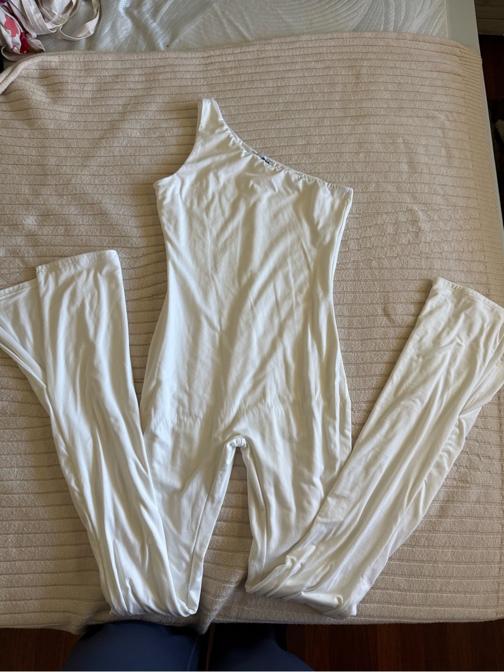 Fashion Nova One-Shoulder White Jumpsuit Bodysuit